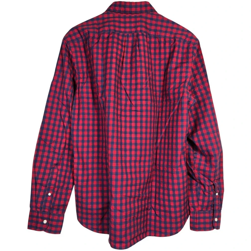 J. Crew Slim Secret Wash cotton poplin shirt L Bleecker‎ Gingham Navy Red NIB